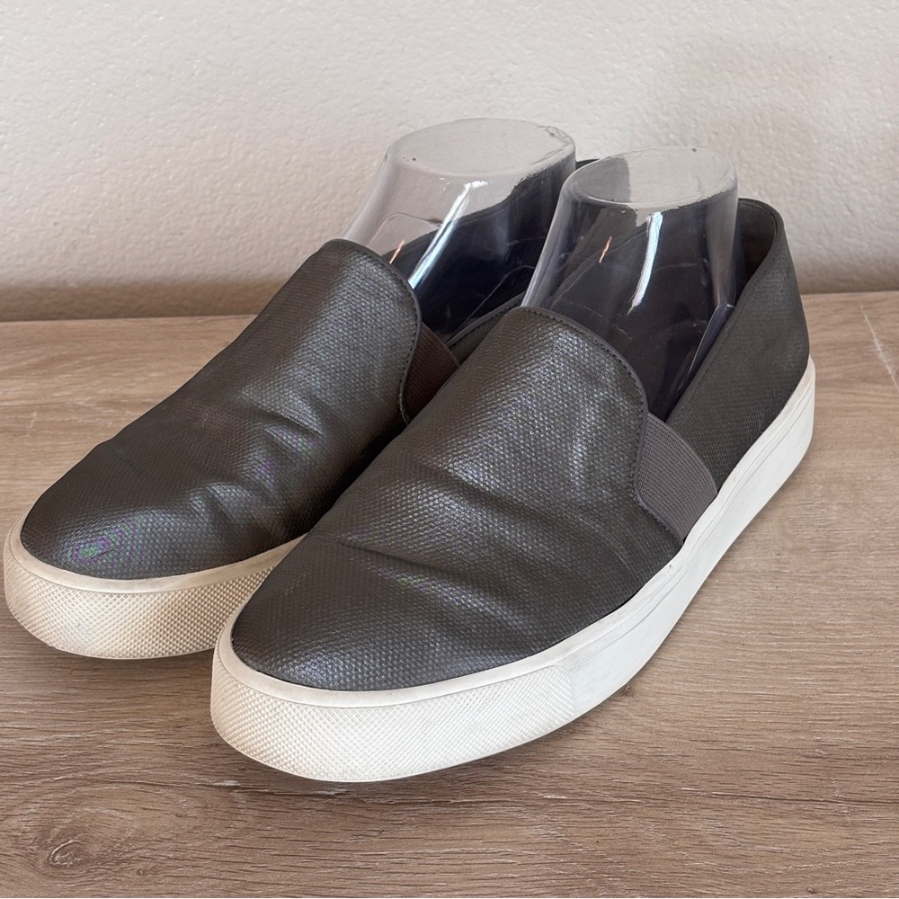 Vince Warren Platform‎ Slip On Sneaker Metallic Gray Size 10